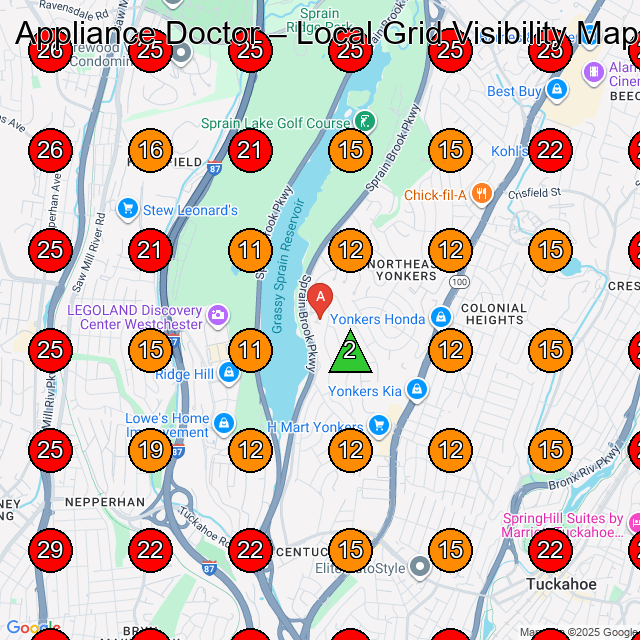 Appliance Doctor GeoGrid visibility map for Appliance Repair Service in Eastchester